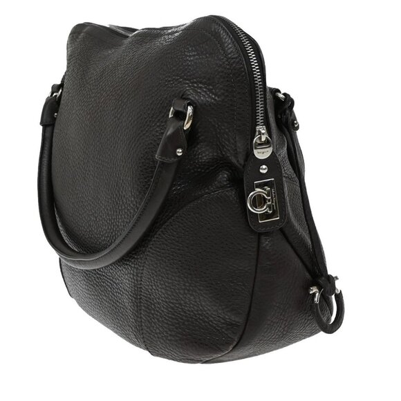 SALVATORE FERRAGAMO Logo Gancini Shoulder Hand Bag Leather Brown - Picture 4 of 16